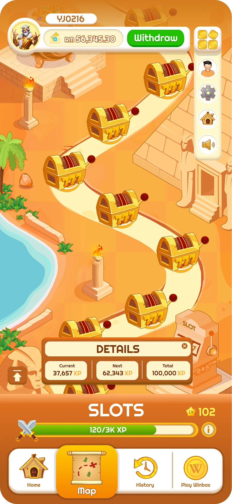 Slots campaign screen